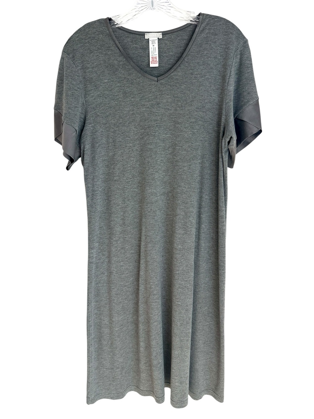 Hanro Cotton Modal Blend V Neck Gray Short Nightgown Size Medium